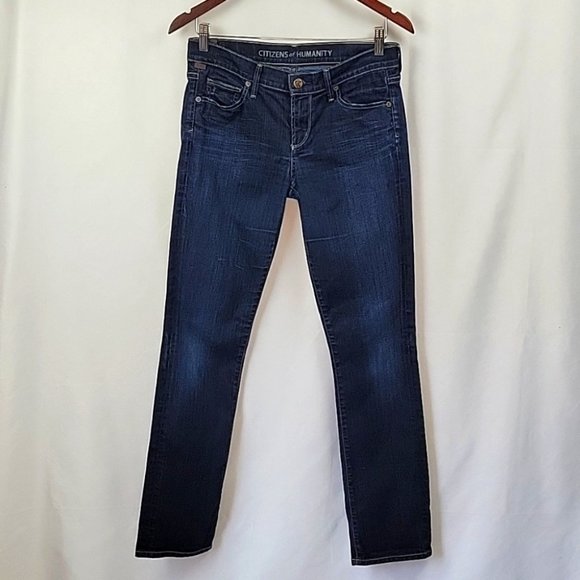 Citizens of Humanity Mid Rise Slim Straight Jeans Dk Wash Size 27 - Picture 1 of 12